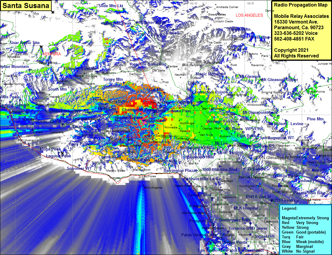 heat map radio coverage Santa Susana